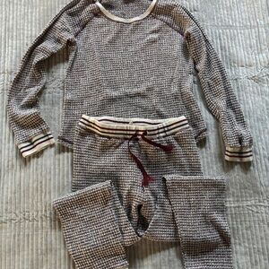 Mystree Maroon and Cream Knit Pajama Set